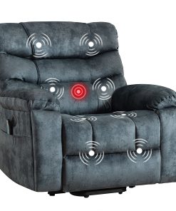Bestier Microfiber Power Lift Recliner Accent Chair With 8-Point Vibration Massage Assistance, USB And Storage, Gray