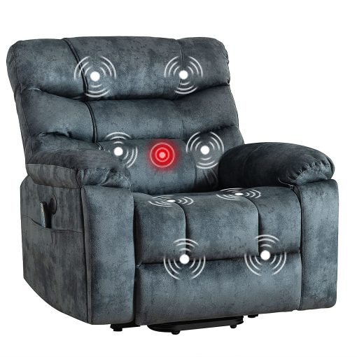 Bestier Microfiber Power Lift Recliner Accent Chair With 8-Point Vibration Massage Assistance, USB And Storage, Gray