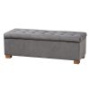Baxton Studio Modern And Contemporary Velvet Grid-Tufted Storage Ottoman Bench, Gray/Brown
