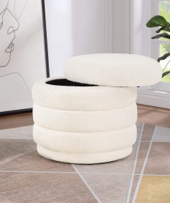 Office Star Cecil Storage Ottoman, 18-1/2”H x 20-1/4”W x 20-1/4”D, Snow 2
