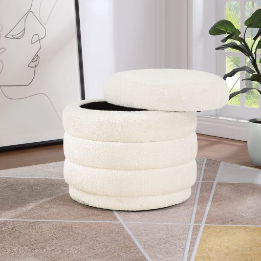 Office Star Cecil Storage Ottoman, 18-1/2”H x 20-1/4”W x 20-1/4”D, Snow - Image 2