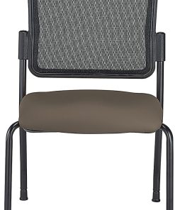 WorkPro® Spectrum Series Mesh/Vinyl Stacking Guest Chair with Antimicrobial Protection, Armless, Java, Set Of 2 Chairs, BIFMA Compliant