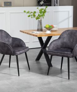 Glamour Home Batia Velvet Fabric Dining Accent Chairs, Gray, Set Of 2 Chairs 2