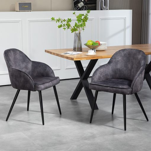 Glamour Home Batia Velvet Fabric Dining Accent Chairs, Gray, Set Of 2 Chairs - Image 2