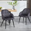 Glamour Home Batia Velvet Fabric Dining Accent Chairs, Gray, Set Of 2 Chairs