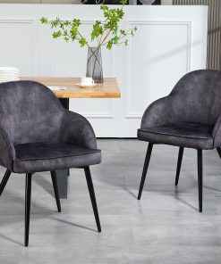 Glamour Home Batia Velvet Fabric Dining Accent Chairs, Gray, Set Of 2 Chairs