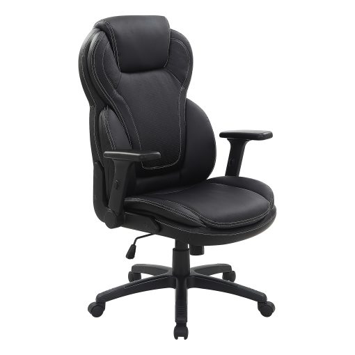 Office Star™ Ergonomic Leather High-Back Executive Office Chair, Flip, Black - Image 2