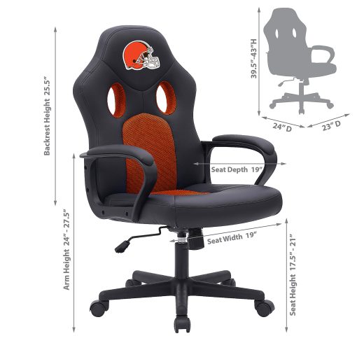 Imperial NFL Vision Faux Leather/Mesh High-Back Computer Gaming Chair, Cleveland Browns - Image 2