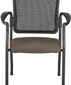 WorkPro® Spectrum Series Mesh/Vinyl Stacking Guest Chair With Antimicrobial Protection, With Arms, Java, Set Of 2 Chairs, BIFMA Compliant