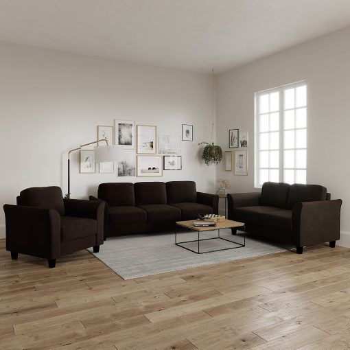 Lifestyle Solutions Winslow Sofa with Curved Arms, Coffee - Image 2