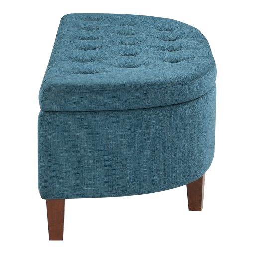 Office Star Jaycee Wood/Fabric Storage Bench, 19”H x 59-1/2”W x 22-1/4”D, Brown/Blue - Image 2