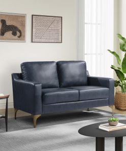 Serta Florence Faux Leather Loveseat, 35”H x 55-1/2”W x 33-1/2”D, Navy 2
