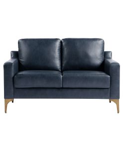 Serta Florence Faux Leather Loveseat, 35”H x 55-1/2”W x 33-1/2”D, Navy