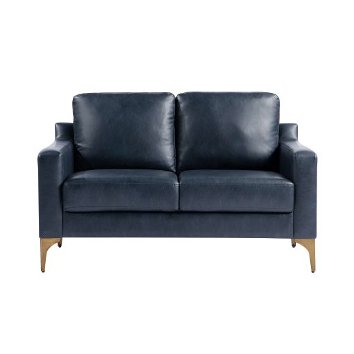 Serta Florence Faux Leather Loveseat, 35”H x 55-1/2”W x 33-1/2”D, Navy
