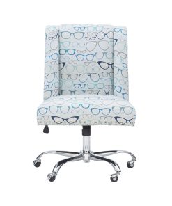 Linon Cooper Mid-Back Home Office Chair, Glasses Print/Chrome 2