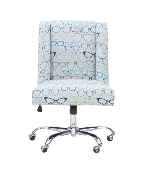 Linon Cooper Mid-Back Home Office Chair, Glasses Print/Chrome - Image 2
