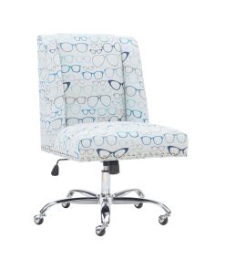 Linon Cooper Mid-Back Home Office Chair, Glasses Print/Chrome