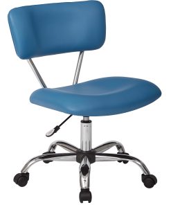 Office Star™ Avenue Six Vista Bonded Leather Task Chair, Blue/Silver