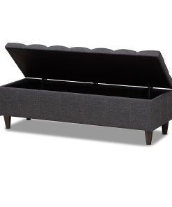 Baxton Studio Mid-Century Modern Upholstered Storage Bench Ottoman, Charcoal 2