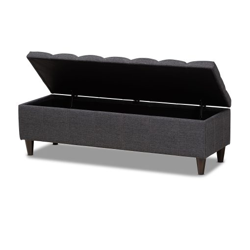 Baxton Studio Mid-Century Modern Upholstered Storage Bench Ottoman, Charcoal - Image 2