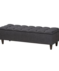 Baxton Studio Mid-Century Modern Upholstered Storage Bench Ottoman, Charcoal