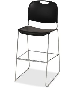 Lorell® Plastic Bistro-Height Stack Chair, Black 2