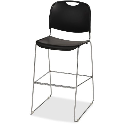 Lorell® Plastic Bistro-Height Stack Chair, Black - Image 2