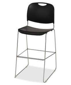 Lorell® Plastic Bistro-Height Stack Chair, Black