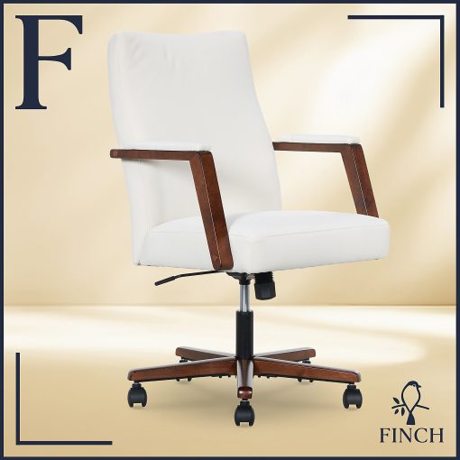 Finch NEO ONE Ergonomic Fabric Hi-Back Executive Office Chair, Cream - Image 2