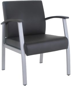 Lorell Mid-Back Healthcare Guest Chair - Vinyl Seat Material - Vinyl Back Material - Powder Coated Silver Frame Color - 67012