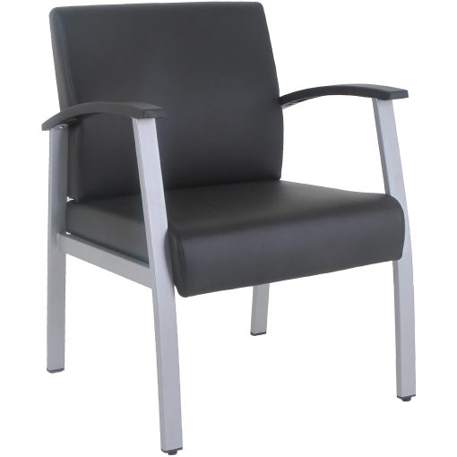 Lorell Mid-Back Healthcare Guest Chair - Vinyl Seat Material - Vinyl Back Material - Powder Coated Silver Frame Color - 67012