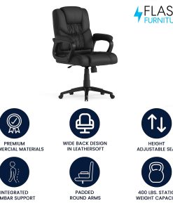 Flash Furniture Flash Fundamentals Big & Tall LeatherSoft™ Faux Leather Office Chair, Black 2
