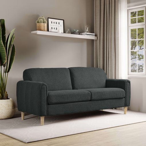 Serta Lachlan Fabric Sofa, 33-7/8"H x 78-1/3"W x 33-1/2"D, Charcoal/Natural - Image 2