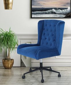 ALPHA HOME Leisure Velvet Mid-Back Task Chair, Blue