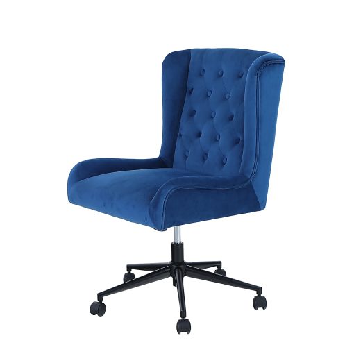 ALPHA HOME Leisure Velvet Mid-Back Task Chair, Blue - Image 2
