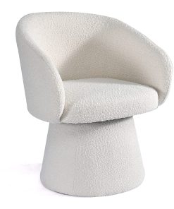 Glamour Home Belle Bouclé Fabric Dining Accent Chair, White 2