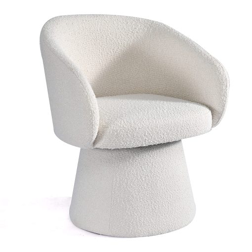 Glamour Home Belle Bouclé Fabric Dining Accent Chair, White - Image 2