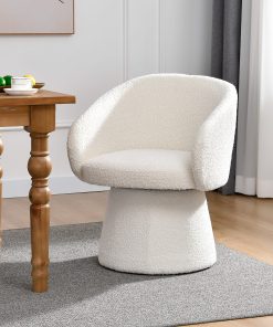 Glamour Home Belle Bouclé Fabric Dining Accent Chair, White