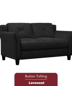 Lifestyle Solutions Hanson Microfiber Loveseat, Black 2