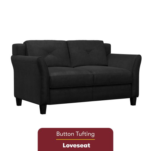 Lifestyle Solutions Hanson Microfiber Loveseat, Black - Image 2