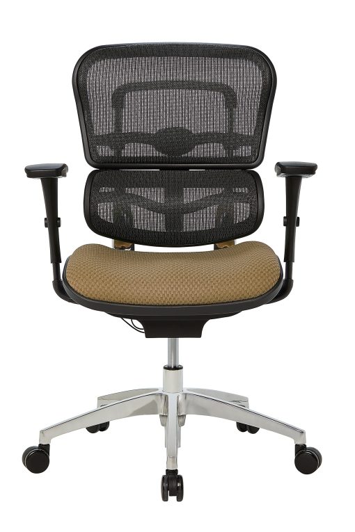 WorkPro® 12000 Series Ergonomic Mesh/Premium Fabric Mid-Back Chair, Black/Beige, BIFMA Compliant - Image 2