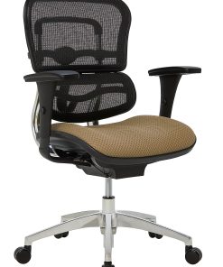 WorkPro® 12000 Series Ergonomic Mesh/Premium Fabric Mid-Back Chair, Black/Beige, BIFMA Compliant