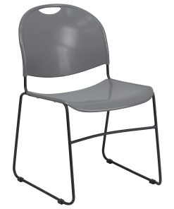 Flash Furniture HERCULES Plastic Ultra-Compact Stack Chair, Gray/Black 2