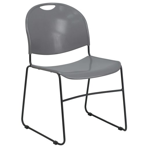 Flash Furniture HERCULES Plastic Ultra-Compact Stack Chair, Gray/Black - Image 2
