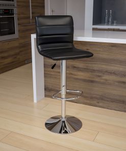 Flash Furniture Contemporary Adjustable Bar Stool, Black/Chrome