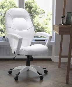 Flash Furniture LeatherSoft™ Faux Leather Mid-Back Swivel Chair, White 2