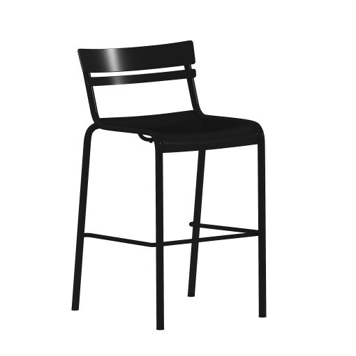 Flash Furniture Nash Commercial-Grade Metal Indoor/Outdoor Bar-Height Stool With Back And 2 Slats, Black - Image 2