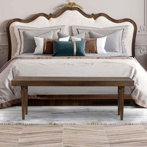 Glamour Home Baird Wooden Bench, 16"H x 47-1/4"W x 18"D, Walnut - Image 2