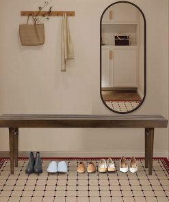 Glamour Home Baird Wooden Bench, 16"H x 47-1/4"W x 18"D, Walnut