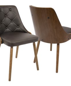 LumiSource Gianna Chair, Brown Seat/Walnut Frame